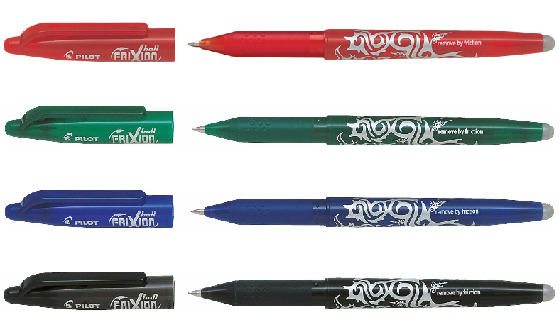 Pilot FriXion Ball Erasable Rollerball Pen Medium Set of 4  (Black/Blue/Green/Red)