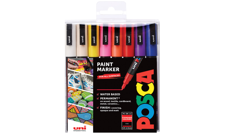 Uni POSCA Marker Pen PC-3M Fine Set of 2 (Black White)